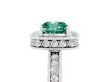 White gold Cushion Cut Halo Diamond Engagement Ring with Milgrain Pave Band and Four-Prong Setting_5