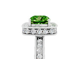 White gold Cushion Cut Halo Diamond Engagement Ring with Milgrain Pave Band and Four-Prong Setting_5
