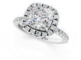 White gold Cushion Cut Halo Diamond Engagement Ring with Pave Band and Four-Prong Setting_43