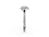 White gold Cushion Cut Halo Diamond Engagement Ring with Pave Band and Four-Prong Setting_44