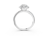 White gold Cushion Cut Halo Diamond Engagement Ring with Pave Band and Four-Prong Setting_45