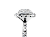 White gold Cushion Cut Halo Diamond Engagement Ring with Pave Band and Four-Prong Setting_47