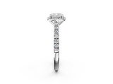 White gold Cushion Cut Halo Diamond Engagement Ring with Pave Band and Four-Prong Setting_59