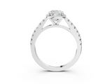 White gold Cushion Cut Halo Diamond Engagement Ring with Pave Band and Four-Prong Setting_60