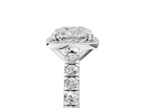 White gold Cushion Cut Halo Diamond Engagement Ring with Pave Band and Four-Prong Setting_62