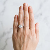 White gold Cushion Cut Halo Diamond Engagement Ring with Pave Band and Four-Prong Setting_74
