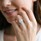 White gold Cushion Cut Halo Diamond Engagement Ring with Pave Band and Four-Prong Setting_76