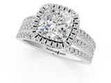 White gold Cushion Cut Halo Diamond Engagement Ring with Split Shank and Four-Prong Setting_26