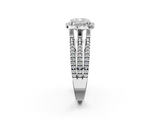 White gold Cushion Cut Halo Diamond Engagement Ring with Split Shank and Four-Prong Setting_28