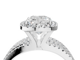 White gold Cushion Cut Halo Diamond Engagement Ring with Split Shank and Four-Prong Setting_30