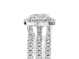 White gold Cushion Cut Halo Diamond Engagement Ring with Split Shank and Four-Prong Setting_31