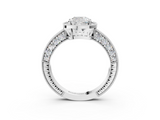 White gold Cushion Cut Halo Diamond Pave Band Ring with Four-Prong Setting_82