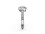 White gold Cushion Cut Halo Diamond Pave Band Ring with Four-Prong Setting_83