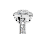 White gold Cushion Cut Halo Diamond Pave Band Ring with Four-Prong Setting_86
