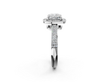 White gold Cushion Cut Halo Diamond Pave Band with Four-Prong Setting_69