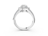 White gold Cushion Cut Halo Diamond Pave Band with Four-Prong Setting_70