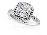 White gold Cushion Cut Halo Diamond Pave Band with Prong Setting_13