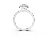 White gold Cushion Cut Halo Diamond Pave Band with Prong Setting_15