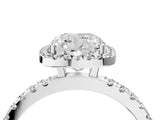 White gold Cushion Cut Halo Diamond Pave Band with Prong Setting_16