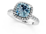 White gold Cushion Cut Halo Diamond Pave Band with Prong Setting_1