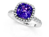 White gold Cushion Cut Halo Diamond Pave Band with Prong Setting_1