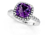 White gold Cushion Cut Halo Diamond Pave Band with Prong Setting_1
