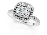 White gold Cushion Cut Halo Diamond Pave Band with Prong Setting_1