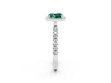 White gold Cushion Cut Halo Diamond Pave Band with Prong Setting_2