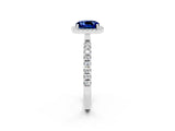 White gold Cushion Cut Halo Diamond Pave Band with Prong Setting_2
