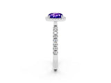 White gold Cushion Cut Halo Diamond Pave Band with Prong Setting_2