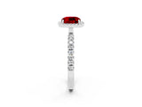 White gold Cushion Cut Halo Diamond Pave Band with Prong Setting_2