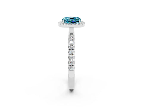 White gold Cushion Cut Halo Diamond Pave Band with Prong Setting_2