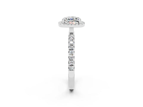 White gold Cushion Cut Halo Diamond Pave Band with Prong Setting_2