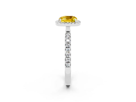 White gold Cushion Cut Halo Diamond Pave Band with Prong Setting_2