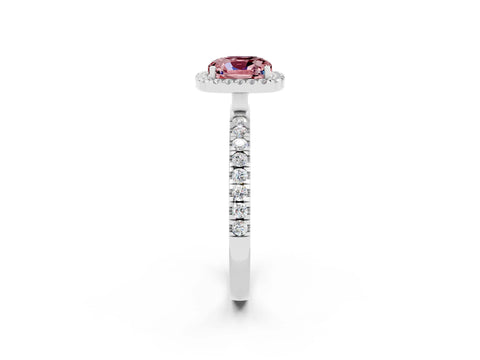White gold Cushion Cut Halo Diamond Pave Band with Prong Setting_2