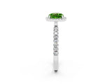 White gold Cushion Cut Halo Diamond Pave Band with Prong Setting_2