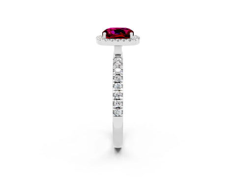 White gold Cushion Cut Halo Diamond Pave Band with Prong Setting_2