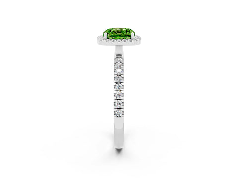 White gold Cushion Cut Halo Diamond Pave Band with Prong Setting_2