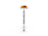 White gold Cushion Cut Halo Diamond Pave Band with Prong Setting_2