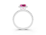 White gold Cushion Cut Halo Diamond Pave Band with Prong Setting_3