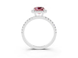 White gold Cushion Cut Halo Diamond Pave Band with Prong Setting_3