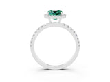 White gold Cushion Cut Halo Diamond Pave Band with Prong Setting_3