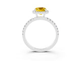 White gold Cushion Cut Halo Diamond Pave Band with Prong Setting_3