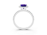 White gold Cushion Cut Halo Diamond Pave Band with Prong Setting_3