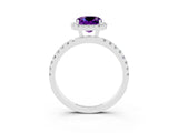 White gold Cushion Cut Halo Diamond Pave Band with Prong Setting_3
