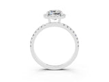 White gold Cushion Cut Halo Diamond Pave Band with Prong Setting_3