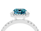 White gold Cushion Cut Halo Diamond Pave Band with Prong Setting_4