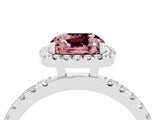 White gold Cushion Cut Halo Diamond Pave Band with Prong Setting_4