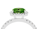 White gold Cushion Cut Halo Diamond Pave Band with Prong Setting_4