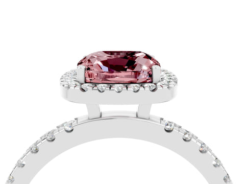 White gold Cushion Cut Halo Diamond Pave Band with Prong Setting_4